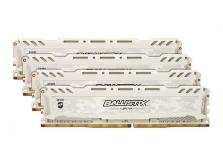 Модуль памяти Crucial Ballistix Sport LT White DDR4 DIMM 2666MHz PC4-21300 CL16 - 64Gb KIT (4x16Gb) BLS4K16G4D26BFSC