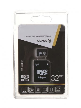 Карта памяти 32Gb - DiGoldy Micro Secure Digital HC Class 10 DG032GCSDHC10-AD / 1130010 с переходником под SD