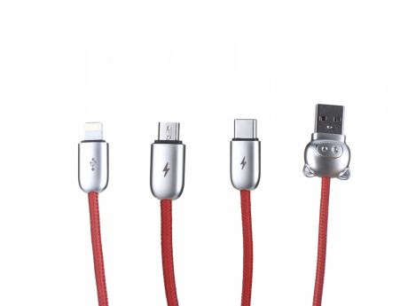 Аксессуар Baseus 3-in-1 USB - Type-C / MicroUSB / Lightning 3.5A 1.2m Red CAMLT-PG09