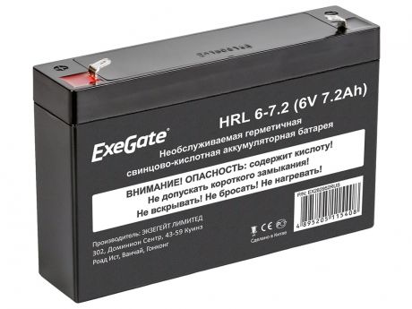 Аккумулятор для ИБП ExeGate HRL 6-7.2 6V 7.2Ah клеммы F1 EX282952RUS