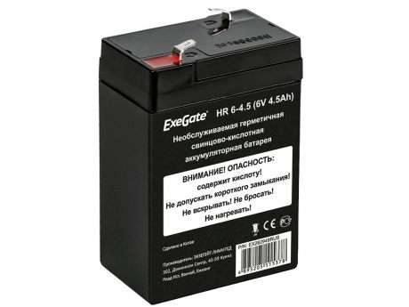 Аккумулятор для ИБП ExeGate HR 6-4.5 6V 4.5Ah клеммы F1 EX282949RUS