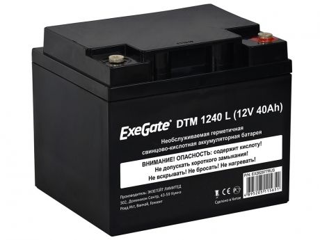 Аккумулятор для ИБП ExeGate DTM 1240 L 12V 40Ah клеммы под болт M5 EX282977RUS