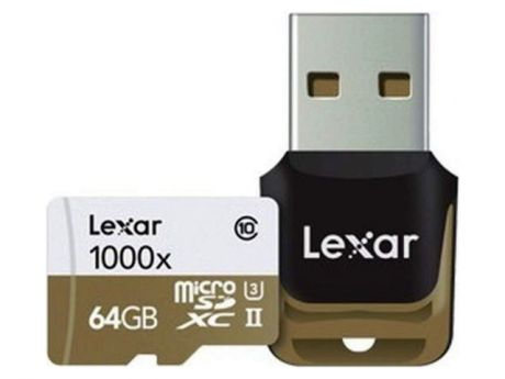 Карта памяти 64Gb - Lexar Micro Secure Digital XC 1000X Class 10 UHS-II LSDMI64GCBEU1000R + USB карт-ридер