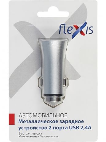 Зарядное устройство Flexis Metal 2xUSB 2.1A FX-CC-M22A-WH