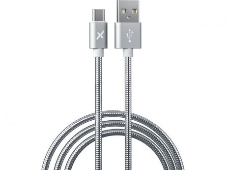 Аксессуар Flexis Metal USB - Type-C 1m Silver FX-CAB-MTTC-SV
