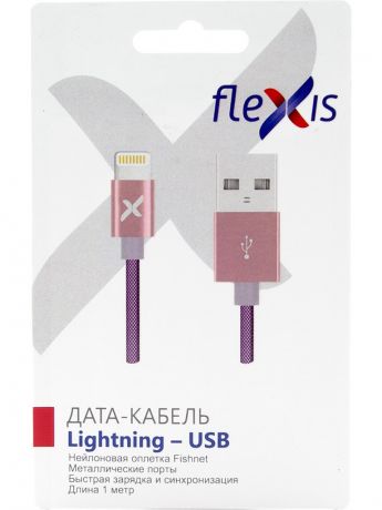 Аксессуар Flexis Fishnet USB - Lightning 8pin 1m Purple FX-CAB-FN8p-PR