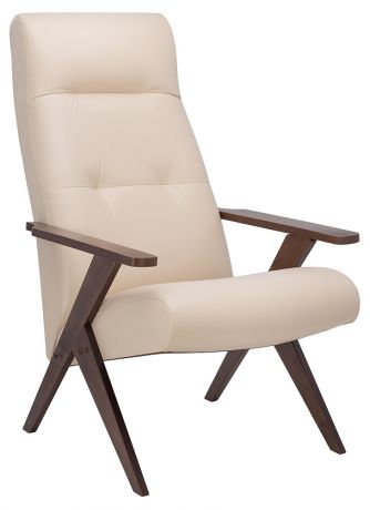 Кресло для отдыха «Tinto релакс», бежевый/орех, кожа