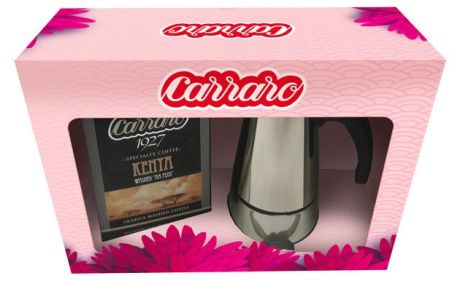 Подарочный набор Carraro кофе + гейзерная кофеварка, 790 г