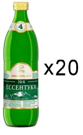 Вода лечебно-столовая «Ессентуки №4», природная газированная, 450 мл (20 шт)