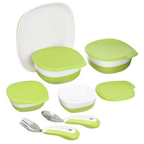 Комплект посуды 4moms магнитный белый/зеленый