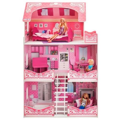PAREMO кукольный домик "Розет Шери" (с мебелью) PD318-08, розовый/белый