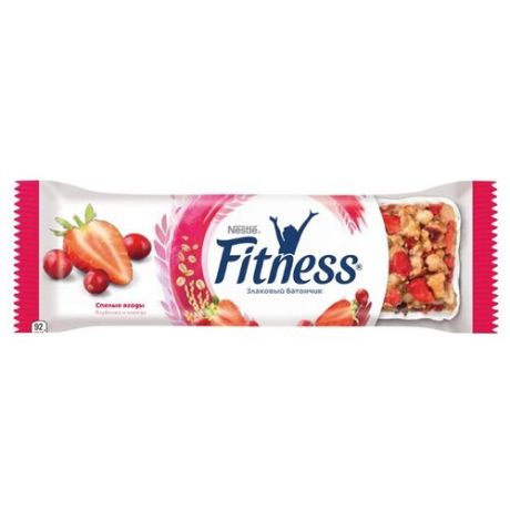 Злаковый батончик Nestle Fitness Спелые ягоды Клубника и клюква, 16 шт