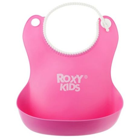 ROXY-KIDS Нагрудник мягкий с кармашком, 1 шт., расцветка: розовый
