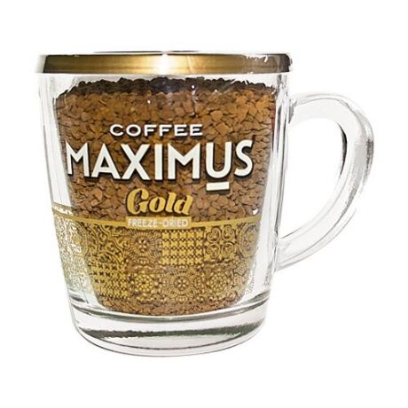 Кофе растворимый Maximus Gold сублимированный, стеклянная кружка, 70 г