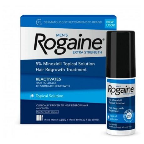 Rogaine Лосьон для роста волос для мужчин 5% Minoxidil Hair Regrowth Treatment, 60 мл, 3 шт.