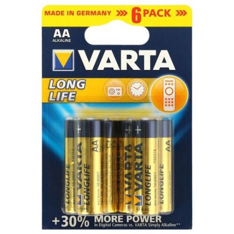 Батарейка VARTA LONGLIFE AA 6 шт блистер