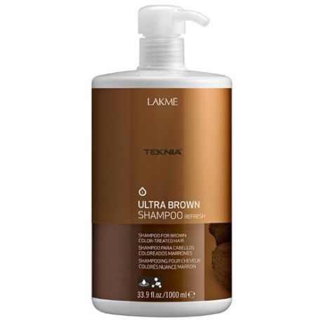 Lakme шампунь Teknia Ultra Brown Освежающий цвет коричневых оттенков волос 1000 мл с дозатором