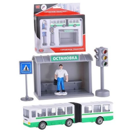 ТЕХНОПАРК Городской транспорт Автобус с остановкой серый/зеленый/белый/голубой/черный