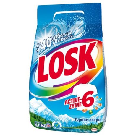 Стиральный порошок Losk Active-Zyme 6 Color Горное озеро (автомат) 2.7 кг пластиковый пакет