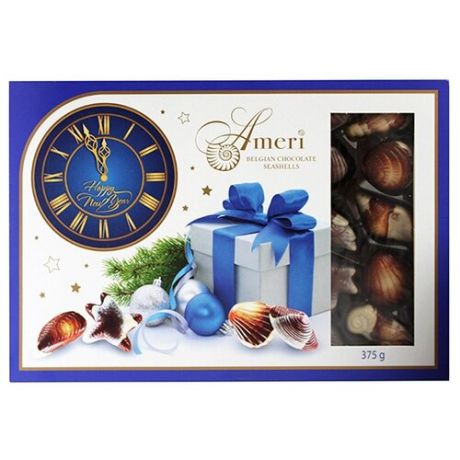 Набор конфет Ameri ракушки Новогодний подарок 375 г синий/белый