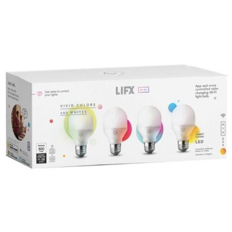 Упаковка светодиодных ламп 4 шт LIFX Mini Color, E27, A19, 9Вт
