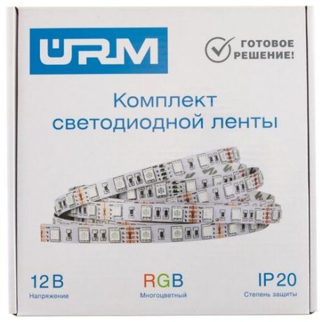 Светодиодная лента URM 5050-60led-12V-14.4W-840LM-IP20-RGB 5 м