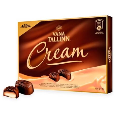 Набор конфет Kalev Vana Tallinn Cream, темный шоколад с начинкой из сливочного ликера , 124г коричневый