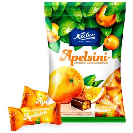 Конфеты Kalev Apelsini шоколадные с мармеладной начинкой со вкусом апельсина 175 г