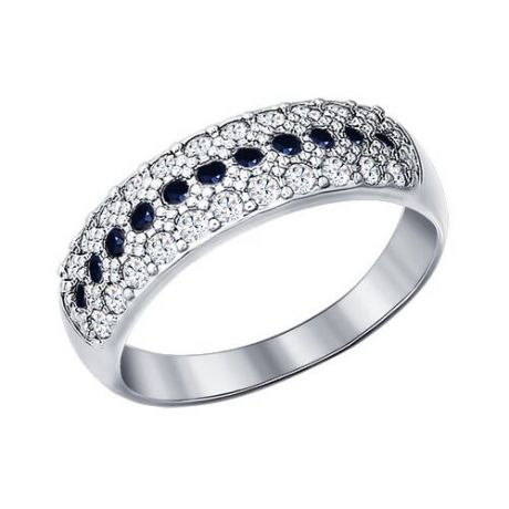 SOKOLOV Серебряное кольцо с черными фианитами 94010063, размер 17