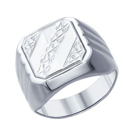 SOKOLOV Печатка из серебра с алмазной гранью 94011233, размер 18.5
