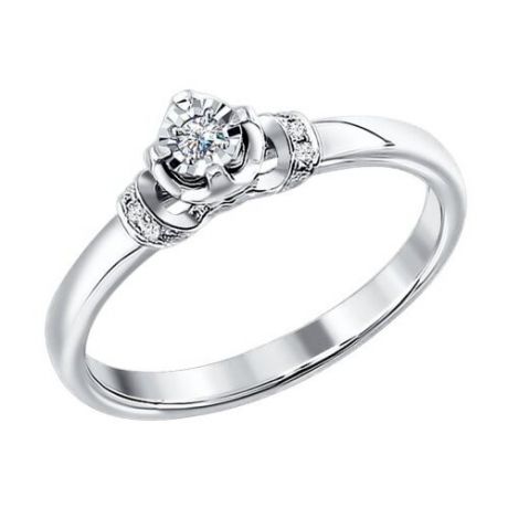 SOKOLOV Помолвочное кольцо из белого золота с бриллиантами 1011075, размер 17.5