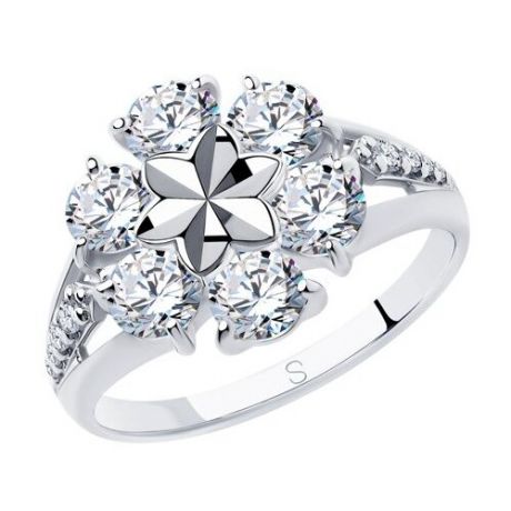 SOKOLOV Кольцо из серебра с алмазной гранью с фианитами 94012977, размер 16.5