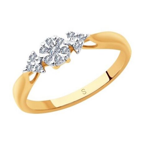 SOKOLOV Помолвочное кольцо из комбинированного золота с бриллиантами 1011481, размер 17