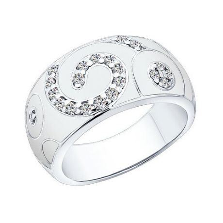 SOKOLOV Кольцо из серебра с эмалью с фианитами 94010398, размер 17