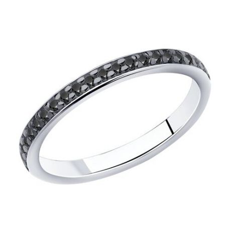SOKOLOV Серебряное кольцо с чёрными фианитами 94010700, размер 16