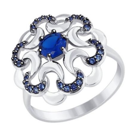 SOKOLOV Кольцо из серебра с синими фианитами 94012369, размер 16.5