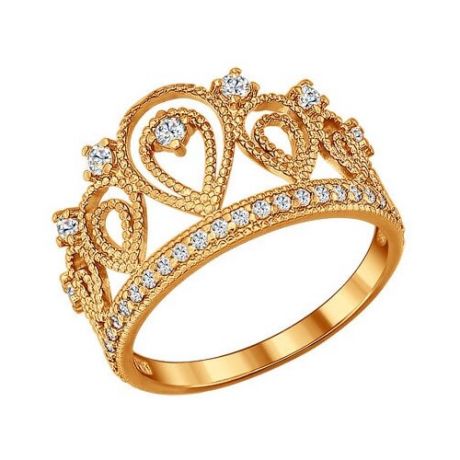 SOKOLOV Позолоченное кольцо «Корона» 93010365, размер 18.5