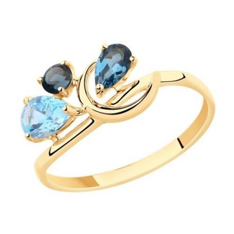 SOKOLOV Кольцо из золота с голубым и синими топазами 715406, размер 18