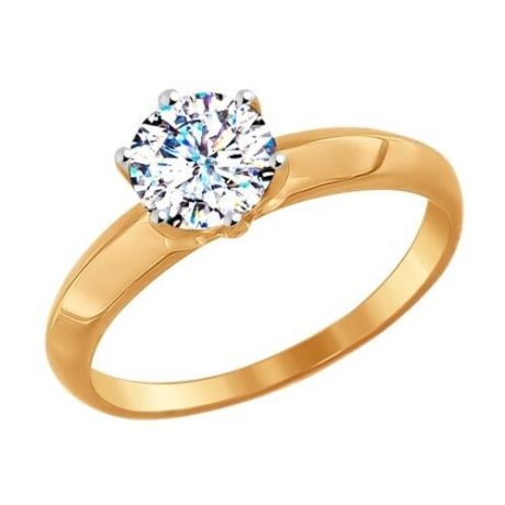SOKOLOV Помолвочное кольцо из золота со Swarovski Zirconia 81010245, размер 18.5