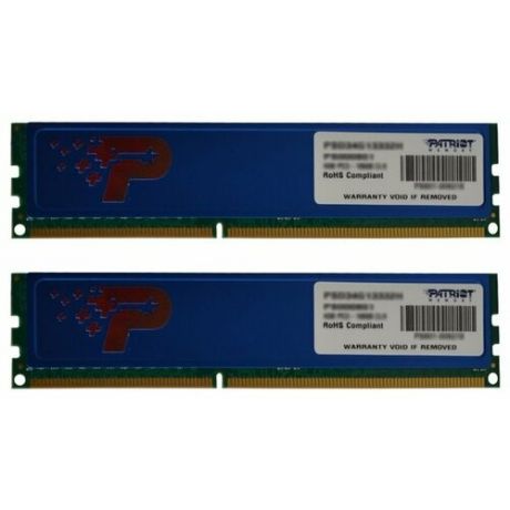 Оперативная память Patriot Memory DDR3 1600 (PC 12800) DIMM 240 pin, 4 ГБ 2 шт. 1.5 В, CL 11, PSD38G1600KH