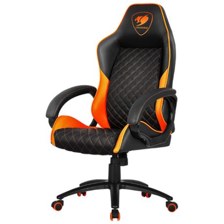 Компьютерное кресло COUGAR Fusion игровое, обивка: искусственная кожа, цвет: черный/оранжевый