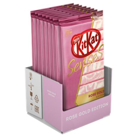 Шоколад KitKat Senses Rose Gold Edition Taste of Strawberry белый со вкусом клубники и молочный с вафлей, 112 г (8 шт.)
