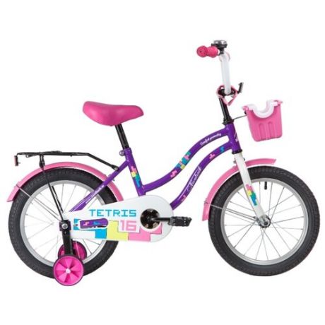Детский велосипед Novatrack Tetris 16 (2020) фиолетовый (требует финальной сборки)