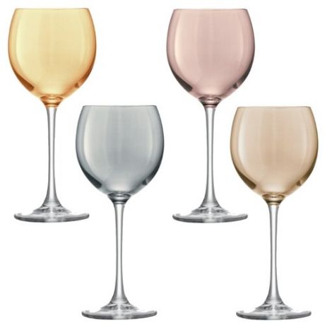 LSA Набор бокалов Polka wine glass PZ03/PZ09 4 шт. 400 мл серый/коричневый/оранжевый/розовый