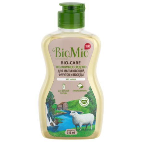 BioMio Средство для мытья посуды, овощей и фруктов без запаха с экстрактом хлопка 0.315 л