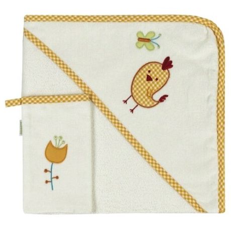 Kidboo Комплект полотенце-уголок+варежка Цыпленок банное 75х75 см желтый