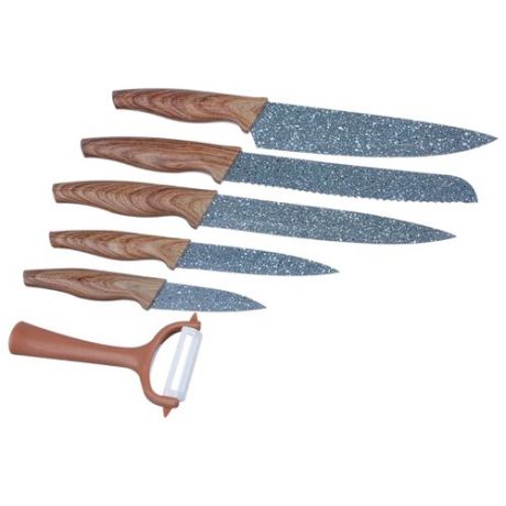 Набор Satoshi Kitchenware Алмаз 5 ножей и овощечистка коричневый