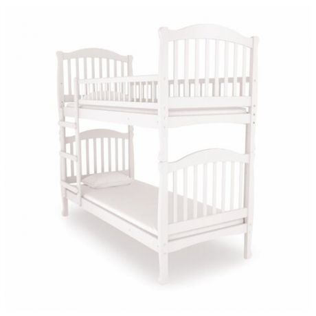 Двухъярусная кровать детская Nuovita Altezza Due, размер (ДхШ): 198х93 см, спальное место (ДхШ): 190х80 см, каркас: массив дерева, цвет: bianco