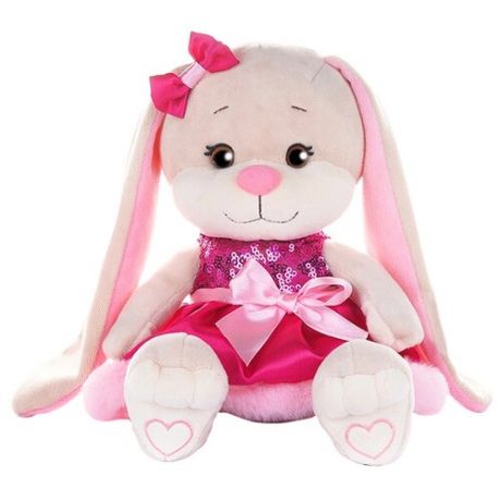Мягкая игрушка Jack & Lin Зайка Лин в розовом платьице с пайетками и мехом 20 см