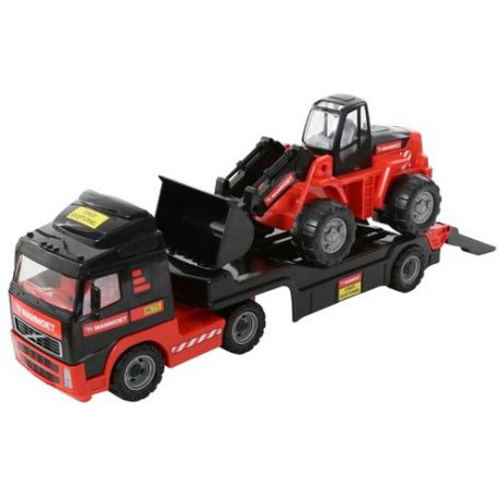 Набор техники Полесье Трейлер и трактор-погрузчик Mammoet Volvo 204-01 (56733) красный/черный